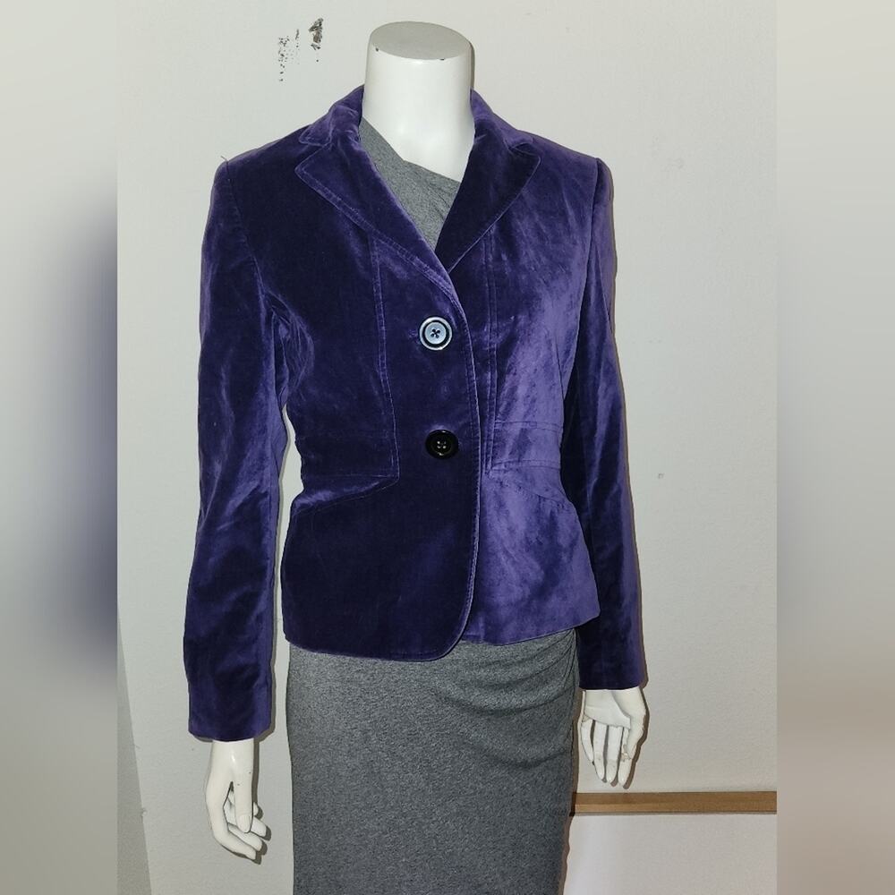 AK Anne Klein Stretch Purple Suede Blazer sz 4 EUC - Picture 13 of 16